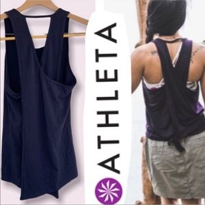 Athleta Navy Tie Back Tank EUC Medium